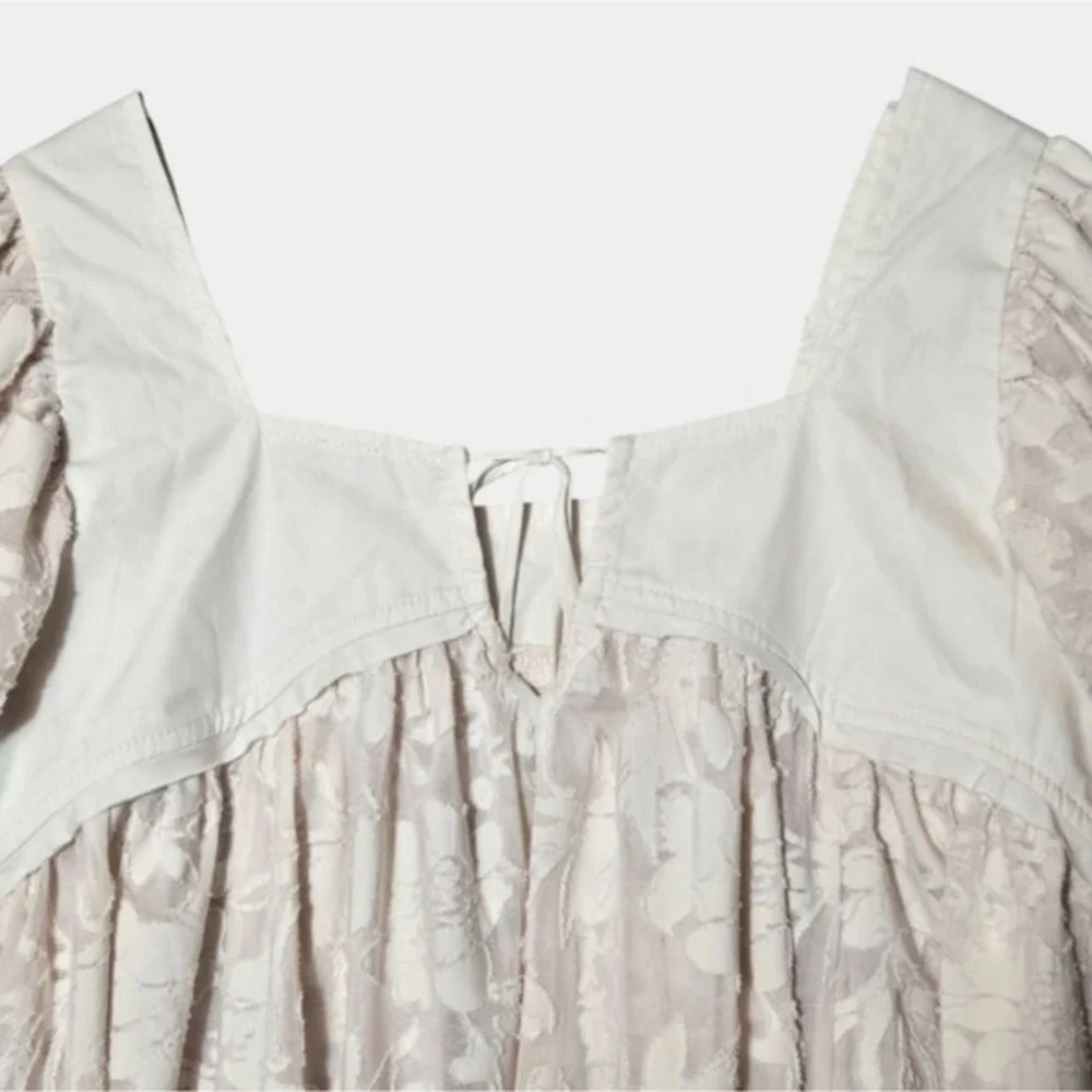 Free People Sunrise To Sunset Floral Blouse PinkXS Coquette Babydoll Cottagecore